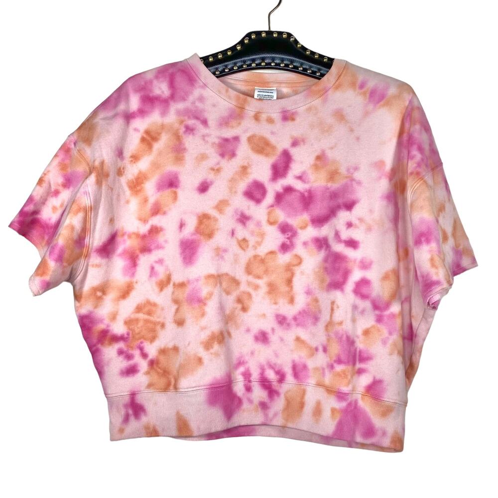 Victoria's Secret Pink Tie Dye Short Sleeve Cropped Shirt XS NWOT